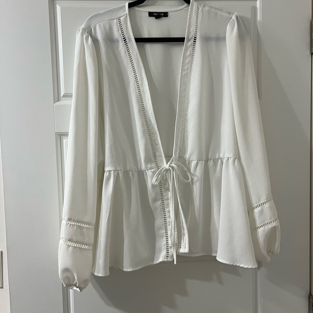 Torrid White Peasant Tie Top